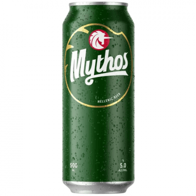 בירה מיתוס (Mythos) פח בודד בנפח 500 מ"ל.